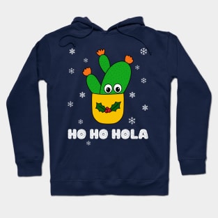 Ho Ho Hola - Opuntia Microdasys Cactus In Christmas Holly Pot Hoodie